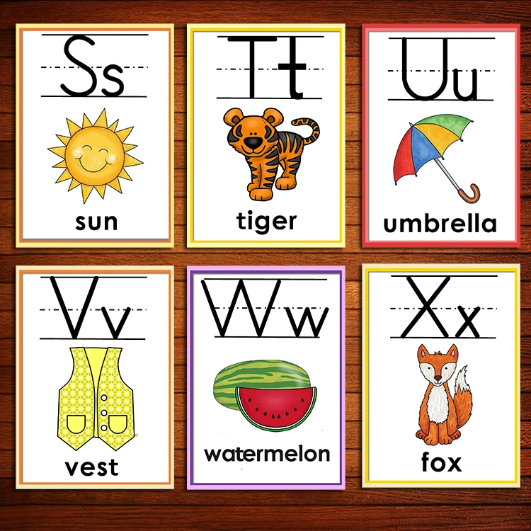 Flash com Animais Cartões de Palavra Educativos para Crianças Auxiliares de Ensino Alfabeto Inglês Aprendizagem Cartão Cedo Brinquedos Professor 26 5 Computers & Electronics
