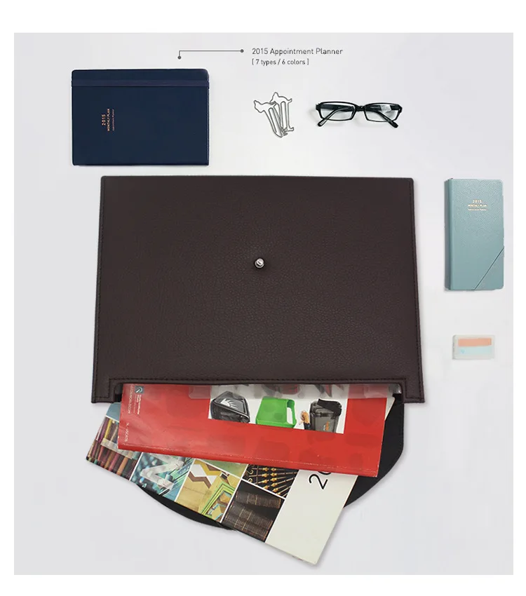 Leather Conference Folder Business File Travel Meeting Holder Daily Office Envelope Organ Bag A4 Size (7)