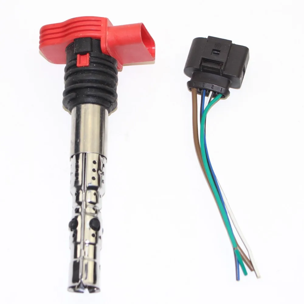 

1set Engine Red Ignition Coils + Connection Plug For VW A8 A6 A4 1.9TDI AWX AVB 06C 905 115 L M E F G H / 06C905115 1J0 973 724