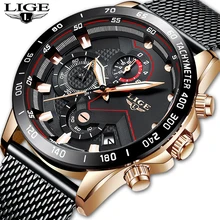 Men Watches LIGE Top Brand Luxury Chronograph Sports Quartz Watch Men Casual Full Steel Waterproof WristWatch Relogio Masculino