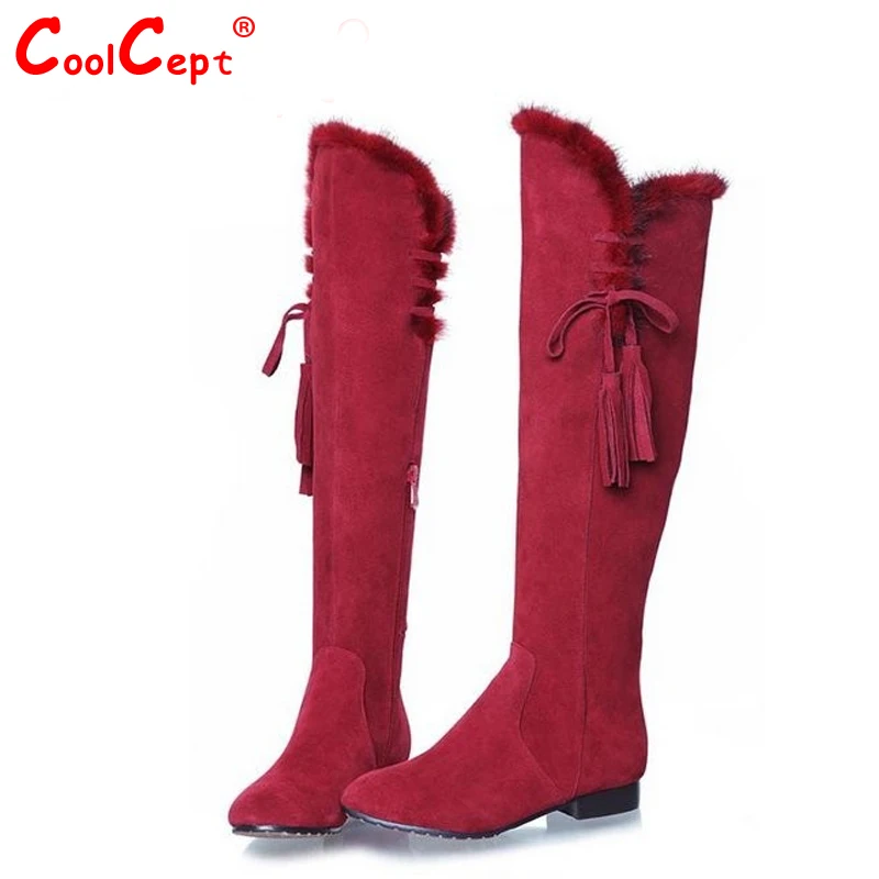 women real genuine leather flat over knee boots fashion long boot winter botas feminina brand footwear shoes R1839 size 34-40