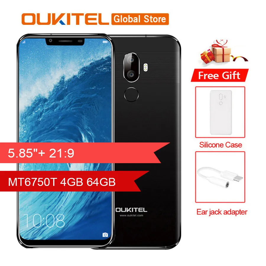 Oukitel U18 5,8" 21:9 полный Дисплей мобильного телефона Face ID MT6750T Octa Core Android 7,0 4 Гб Оперативная память 64 Гб Встроенная память 4000 мА/ч, 16MP мобильного телефона