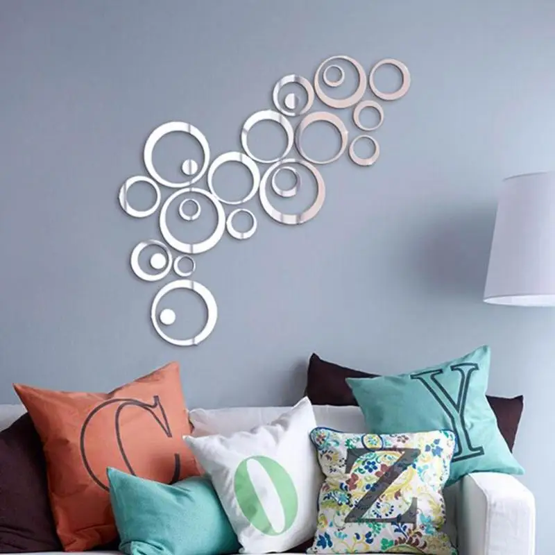 

24pcs/set DIY Circles Wall Sticker Decoration Mirror Wall Stickers for TV Background Home Decor Acrylic Decor Wall Art