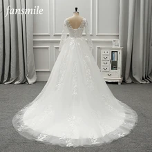 Fansmile длинный рукав кружева бальное платье Свадебные платья Vestido De Noiva под заказ Плюс Размер свадебное платье FSM-489T