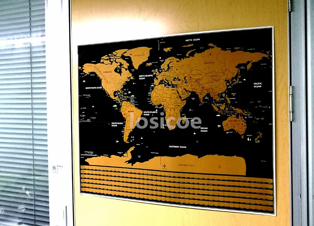 

Retro Scratch Foil Layer Coating Kraft Kraft Paper Scratch Off World Map Wall Sticker Living Room Paint Bar Cafe World Stickers