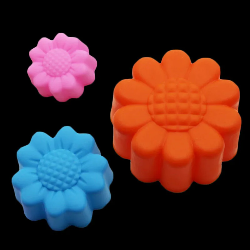 4 Pcs Silicone Sunflower Cake Decoration Mold Dessert Making