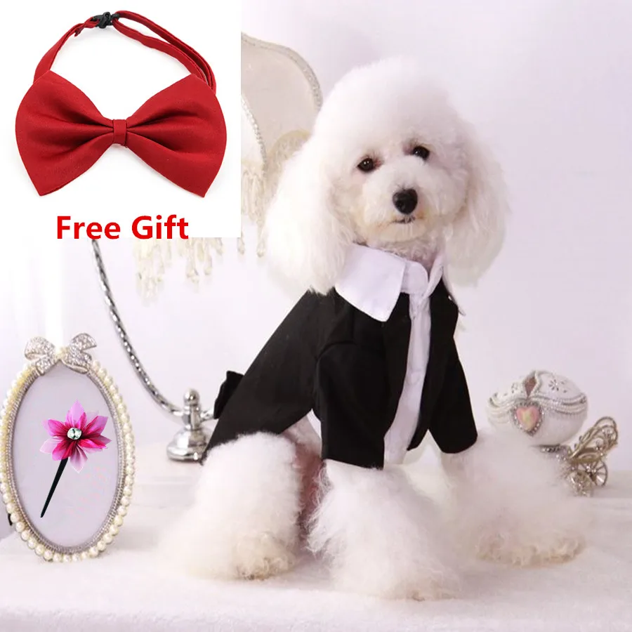 Dog Clothes Gentleman Dog Suit Jacket Cats Coats Tails With Bow For