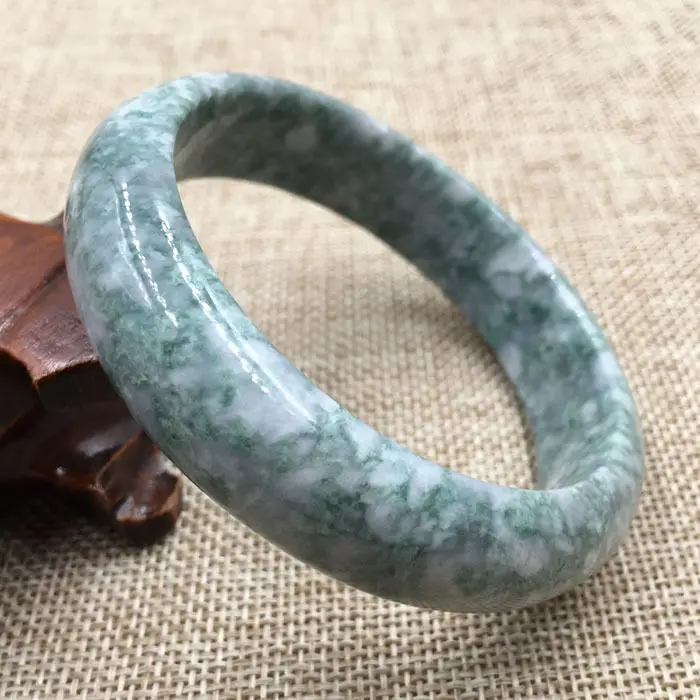 

61mm Certified Grade "A" Natural Green Jadeite Jade Gems Bangle Bracelet 043505