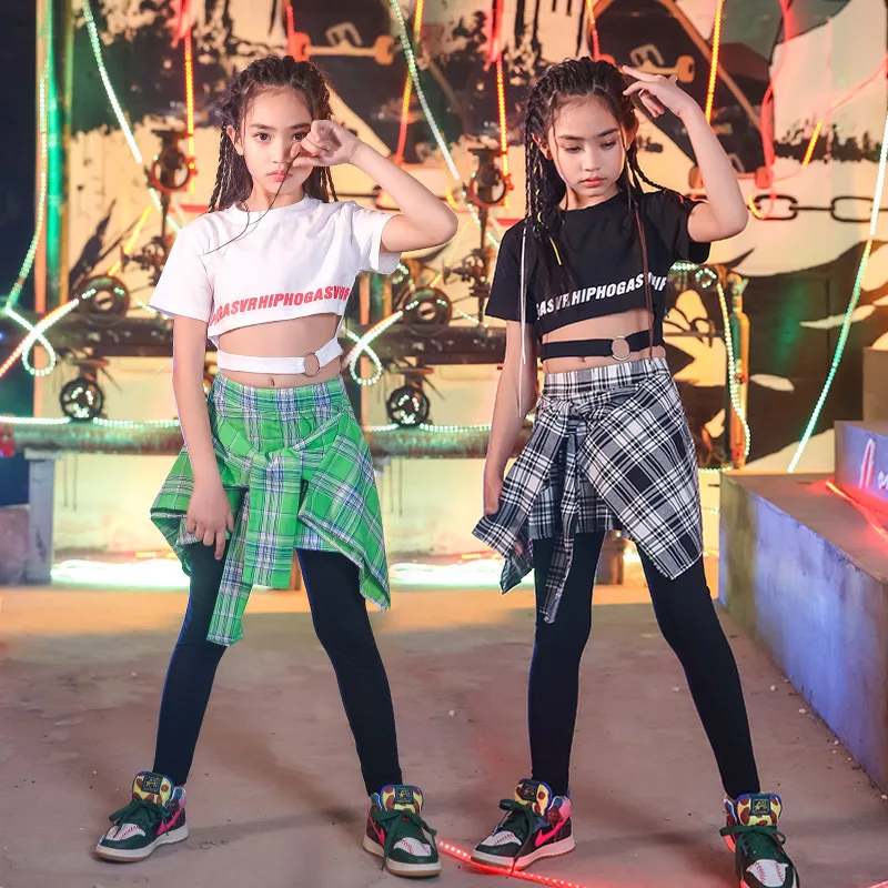 

Modern Girls Boys Ballroom Jazz Hip Hop Dance Competition Costume for Kids T Shirt Tops Pantskirt Dancing Clothing Stage Outfits