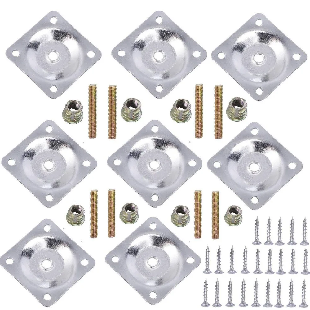 8 Sets Furniture Leg Mounting Plates with Hanger Bolts Screws Great for Furniture Sofas Couches Seats 8 Sets Furniture Leg Mounting Plates with Hanger Bolts Screws Great for Furniture Sofas Couches Seats