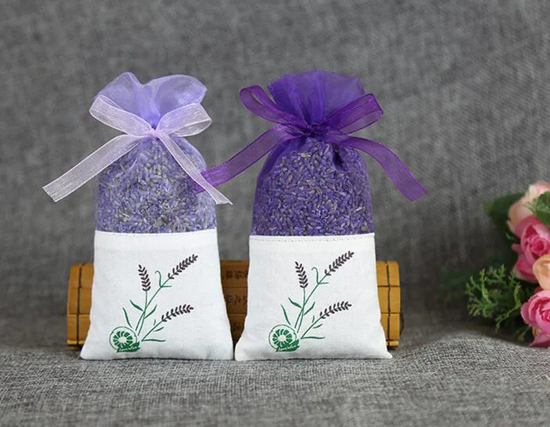 

20pcs/lot Purple Cotton Organza Lavender Sachets DIY Dried Flower Sweet Bursa Wardrobe Mouldproof Fume Gift Bag seed bag