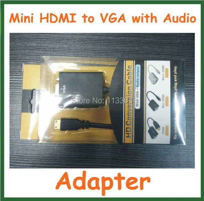 10 шт. адаптер Mini HDMI в VGA с аудио выходом папа Женский конвертер 1080P разъем |