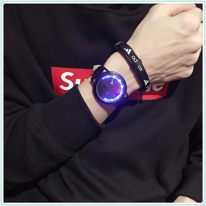 GSWP творческая личность сенсорный экран водостойкие светодио дный часы кожа для