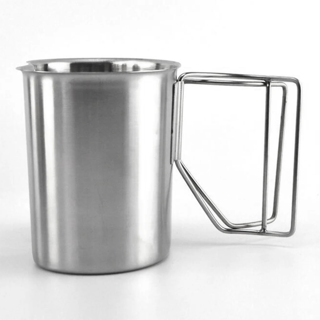 Outdoor Camping Stainless Steel 1L Kettle and 0.6L Water Cup Set for Outdoor Adventures Camping Hiking Picnic BBQ Tableware