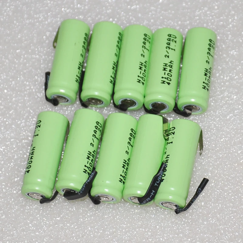 3-6 UNITEK 1,2 V 2/3AAA аккумуляторная батарея 400mah 2/3 AAA Ni-MH ячейка со сварочными вкладками штырьки плоский верх для игрушек беспроводной телефон