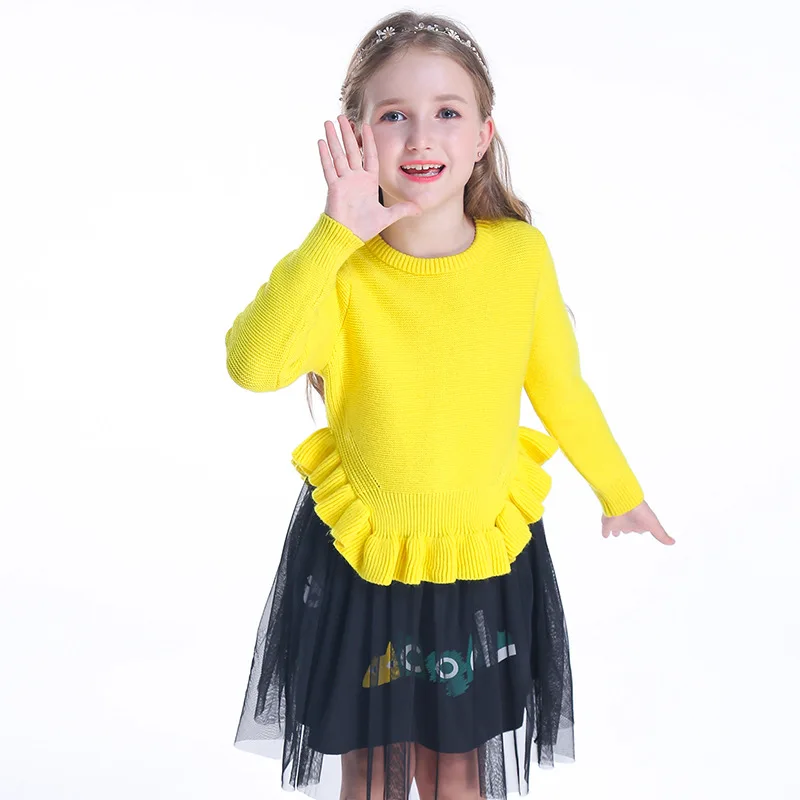 

Autumn Spring Baby Girls Clothes Pullover Christmas Knitted Sweater Kids Long Sleeve Casual Warm Sweaters+Skirt Sets 3-10T