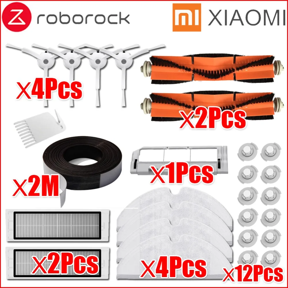 

for Xiaomi Roborock Robot Vacuum Cleaner Spare Parts Kits Mop Cloths Wet Mopping filter Side Brush Roll Brush Water Tank