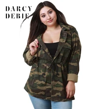 Darcydebie/Повседневные камуфляжные женские пальто больших размеров женские куртки больших размеров на шнурке Женская свободная одежда 3XL-7XL