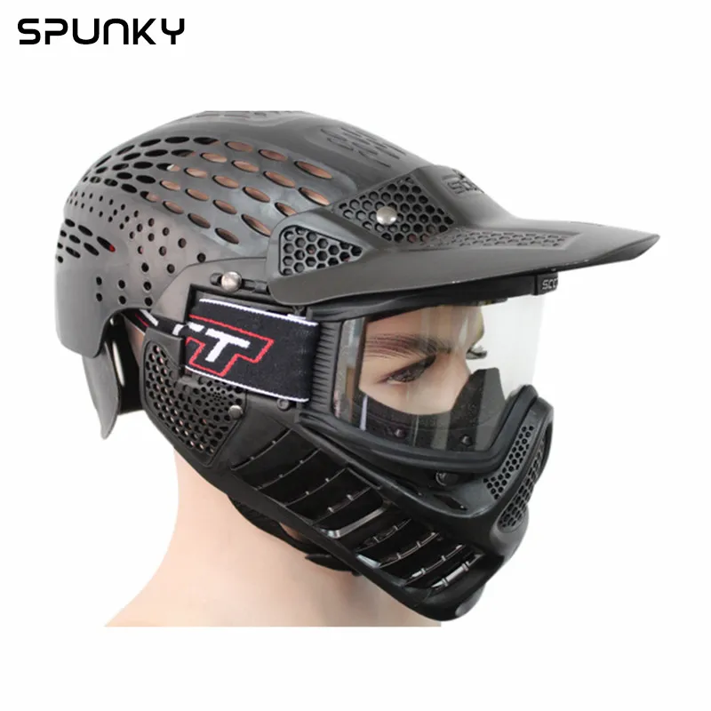 Olive Full Head Coverage Paintball Mask with Anti Fog Thermal Dual