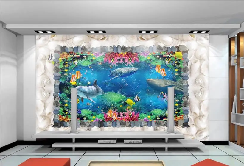 

custom nonwoven wallpaper Beach shells wallpapers for living room Background wall Home Improvement Non-woven wallpaper photo