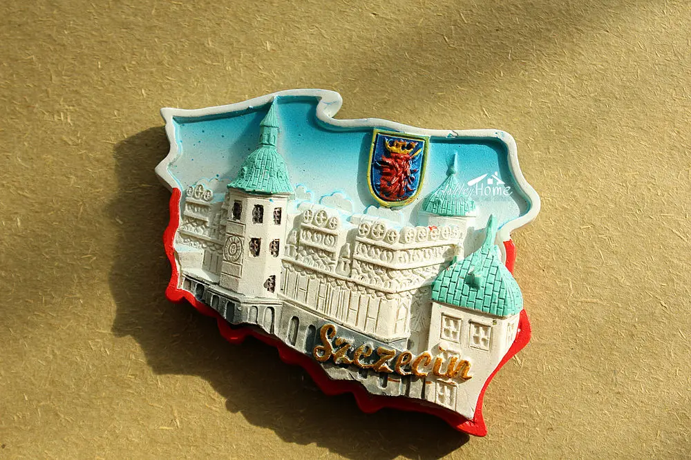 Szczecin Польша туристический сувенир 3D Смола декоративный магнит для холодильника