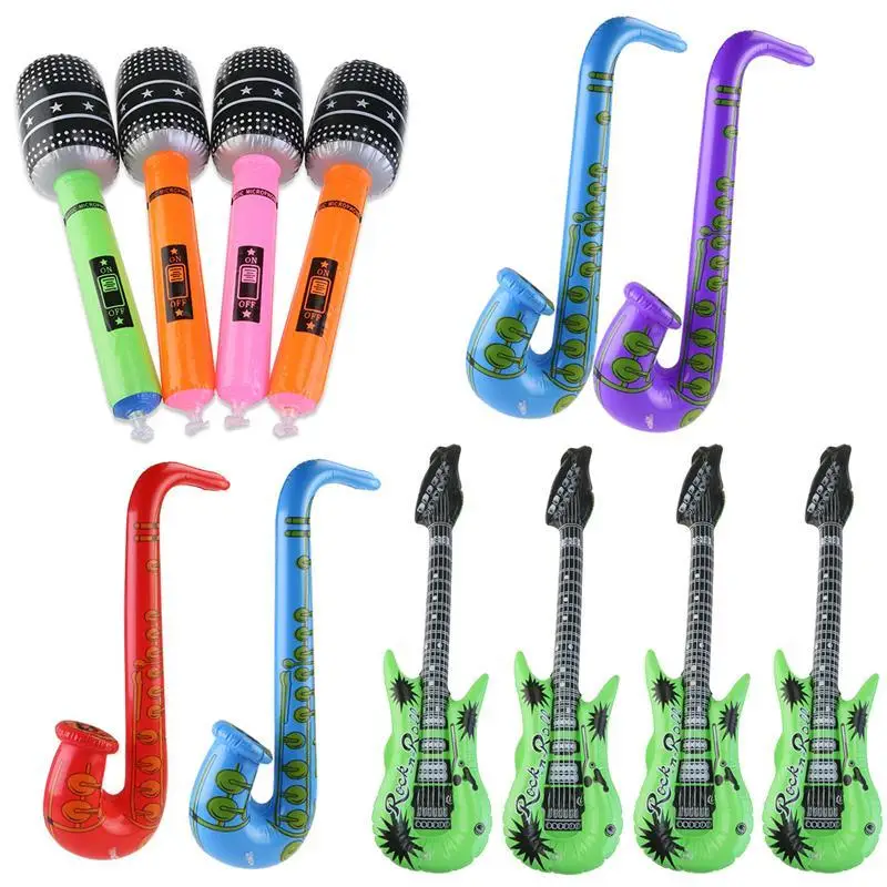 

Inflatable Tool Inflatable Guitar Saxophone Microphone Music Children Toys Balloons Part Decoration (Random Color)