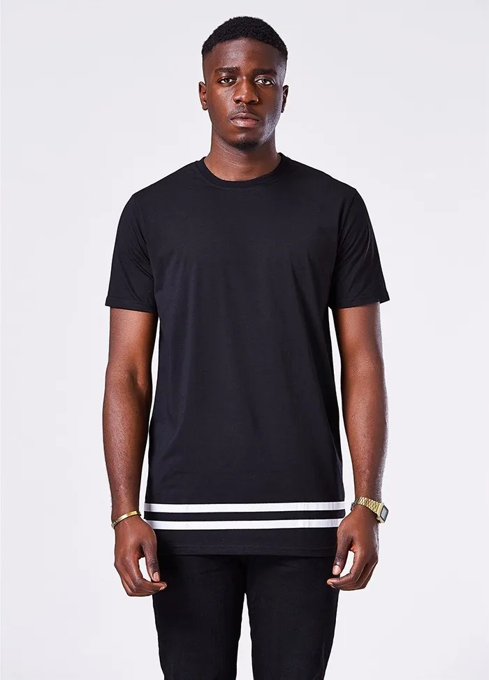 Moomphya Fashion streetwear Men short sleeve t shirt Stylish Longline hipster t shirt men patchwork stripe t shirt