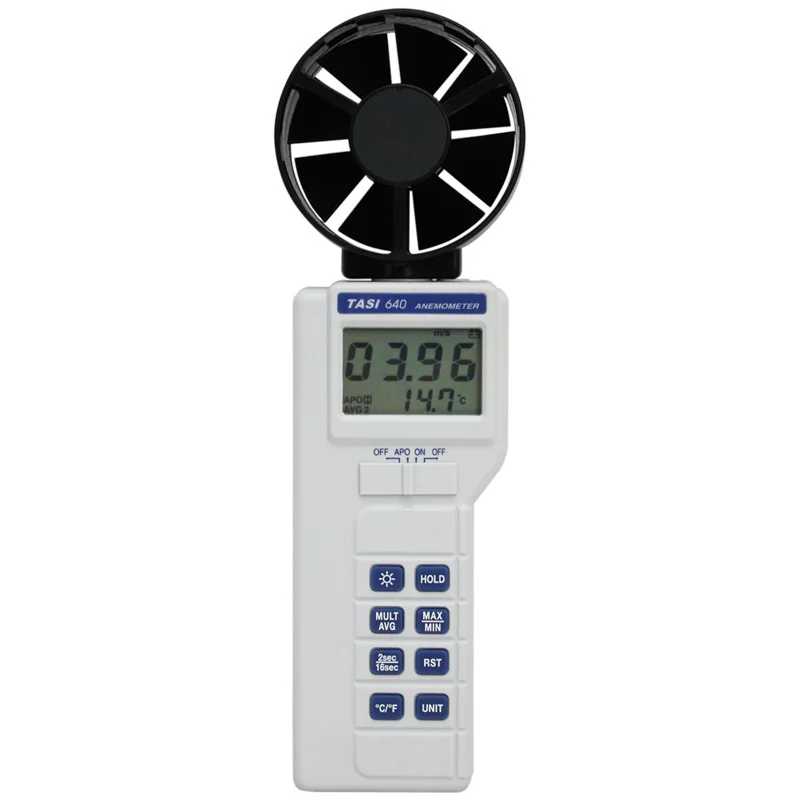 

New TASI-640 DIGITAL THERMO-ANEMOMETER Integral Digital Air Temperature and Velocity Meter Automatic power off function