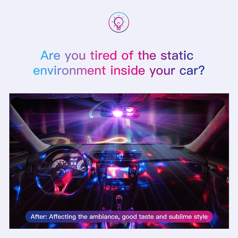  Baseus LED RGB Atmosphere Light Auto Interior Inner Car USB Charge Ambient Light DJ Music Sound Sen - 4000008863403