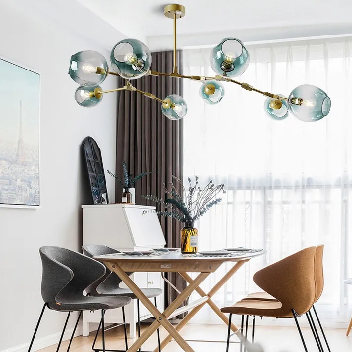 Современные молекулы подвесной светильник люстра блеск led hanglamp черный чердак