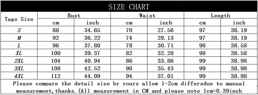 80109 SIZE CHART