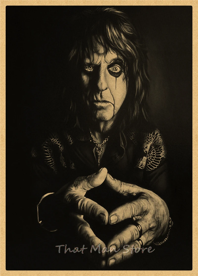 ROCK Alice Cooper retro Kraft Paper Poster vintage Wall Sticker Living Room Painting bar home pub cafe decor - Color: Red