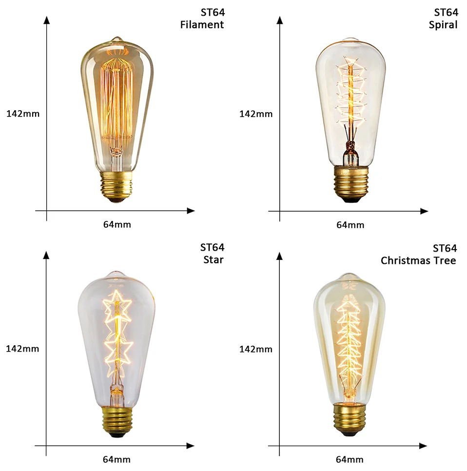 Винтаж Эдисон лампы E27 220V ретро лампы накаливания мощностью 40 Вт светильник Лампада ампулы Светодиодная лампа накаливания Эдисона спиральные метчики для станка ST64 светильник лампочка