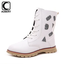 2016 Winter New Kids Boots Girls Martin Boots PU Leather Plush Warm Ankle Shoes Children Motorcycle Snow Boots White/Black/Red