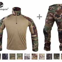 Мужская Военная страйкбольная БДУ Боевая униформа EMERSON Tactical Gen3 рубашка и брюки наколенники мультикам черный АОР Лесной