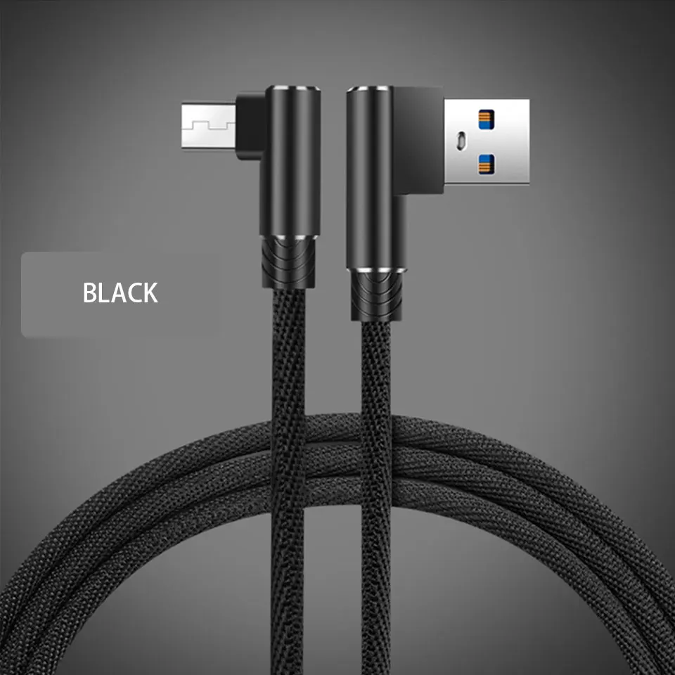 Быстрая зарядка Micro USB кабель 90 градусов Micro USB зарядное устройство Microusb шнур синхронизации данных для Xiaomi Redmi huawei Tablet Кабель Micro USB