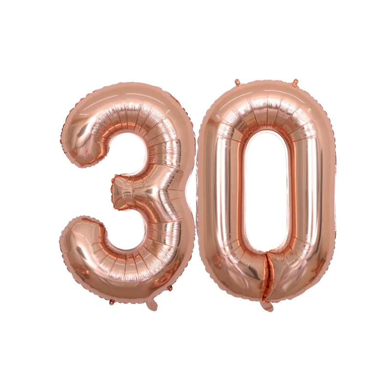 2 шт./лот, 40 дюймов, номер 30, фольгированные гелиевые шары, шары для 30-летнего дня рождения, вечеринки, свадьбы, Декор, принадлежности для мероприятий, вечерние принадлежности - Цвет: Rose Gold