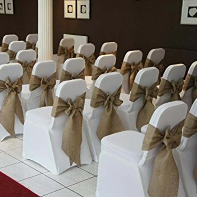 

4pcs Vintage Burlap Chair Sash outdoor Rustic Country Wedding Engagement Bridal Shower bachelorette Party Christmas Decoration