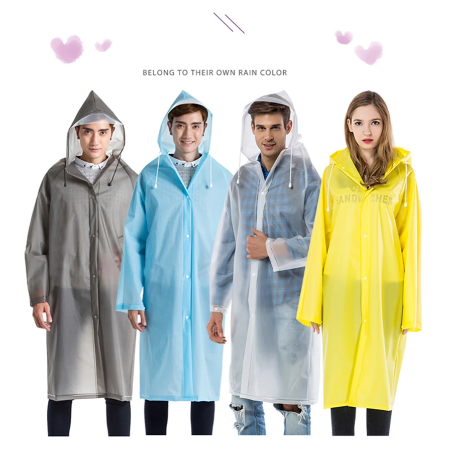 

PVC Raincoat Women Transparent Waterproof Long Poncho Woman Jackets Rain Cover Chuva Coat Men Pluie Raincoats Hooded RBY035