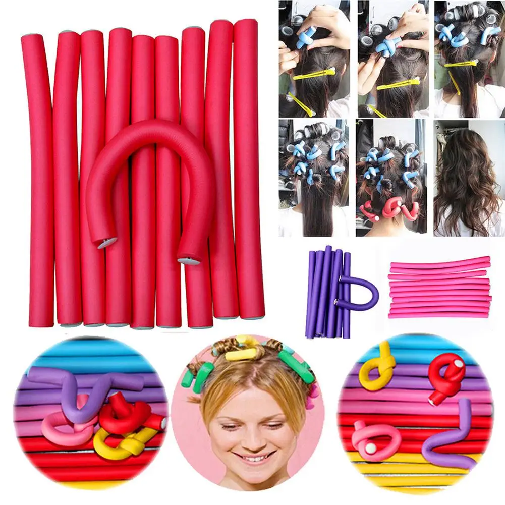 

10 Pcs Soft Hair Curler Roller Simple Soft Foam Curler Makers Bendy Twist Curls Magic Hair Care DIY Hair Styling Tools Set