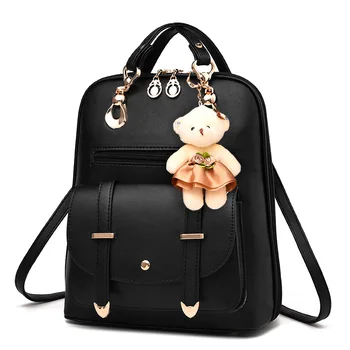 

The new backpack solid color adult men and women's leisure female bag school wind school bag send gift Cubs toys free shipping