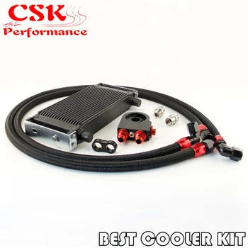 

Universal New-style AN10 19 row oil cooler + thermostat / thermostatic Sandwich Plate kit for Japan car Silver / Black