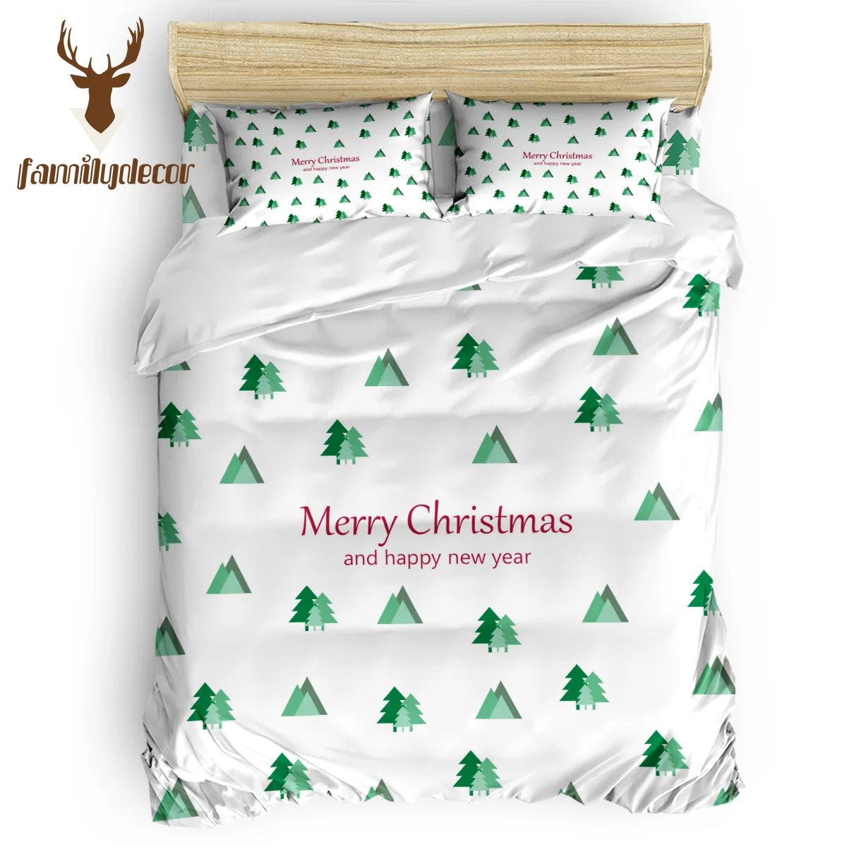 

Family Decor Merry Christmas Tree Quilt Cover Bedding 4 Pcs Bedding Sets Quilt Bedding Set New Year's Day Columbus Day Memorial