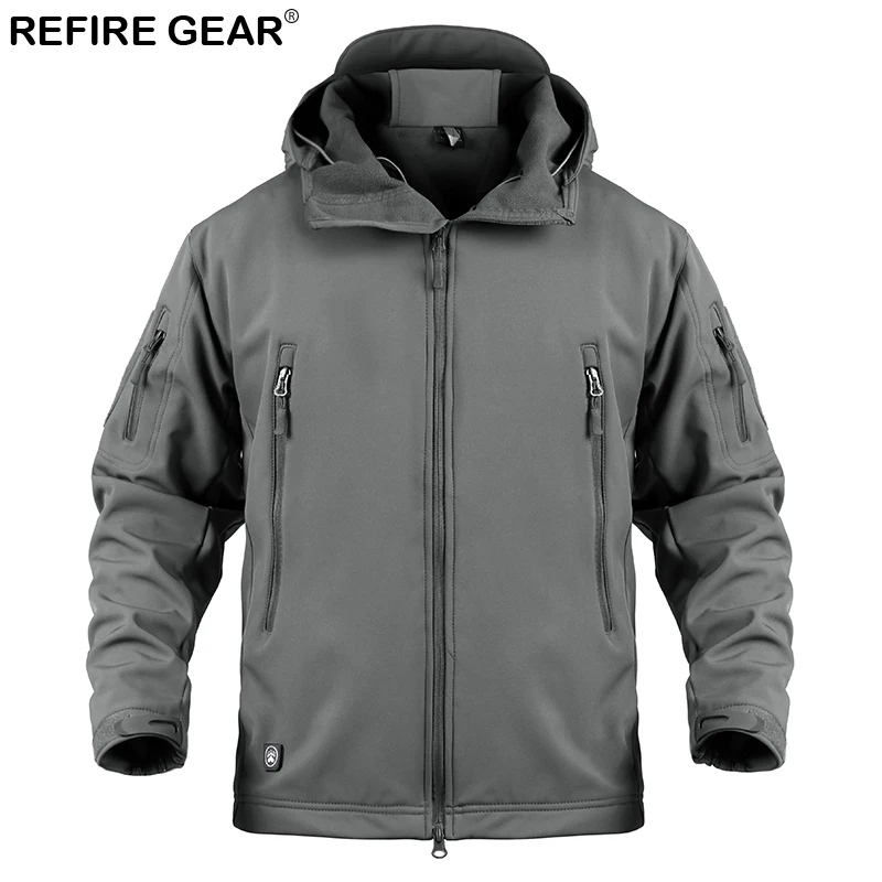 

Refire Gear Soft Shell Outdoor Windbreaker Jacket Men Winter Waterproof Hiking Jacket Coat Male Hoody Windproof Fleece Jacket