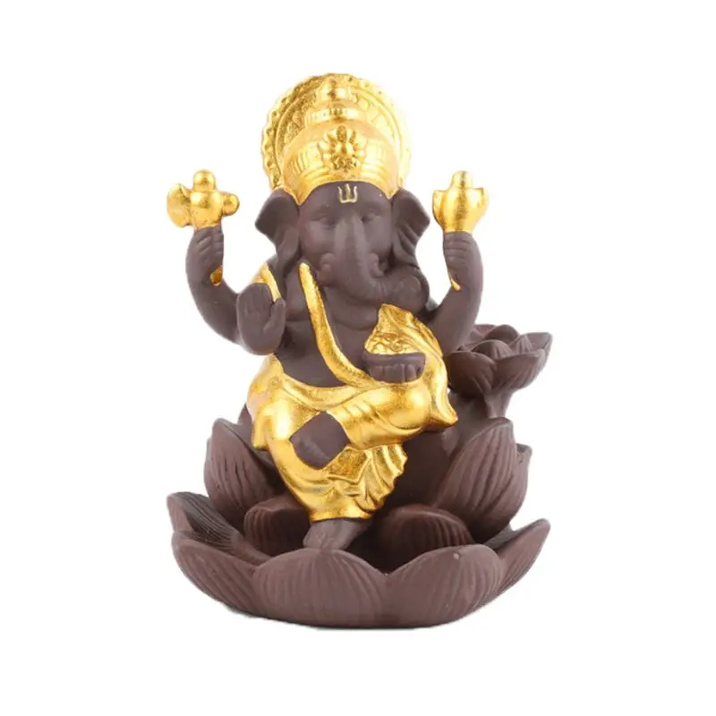 

2019 NEW Lotus India Ganesha Elephant God Buddhist Buddha Backflow Incense Burner Censer Stick Holder Home Decor Handicraft