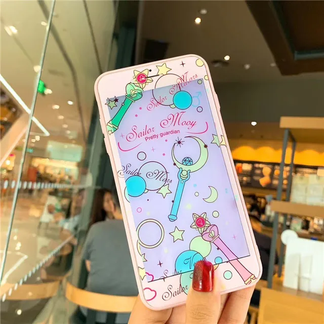 Для iPhone 6 6S 7 8 Plus XR X XS Max Sailor Moon Cardcaptor Sakura стеклянный жесткий чехол для телефона+ Защитная пленка для экрана из закаленного стекла