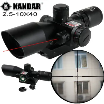 

KANDAR 2.5-10X40 Red Illuminate Compact Tactical Hunting Rifle Scope Red Laser Scope Hunting Trail Tactical 11mm / 20mm Moount