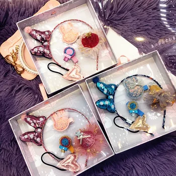 

7pcs Cute Mickey Rabbit Bow Hair Accessories For Girls Lace Hair Clips Hair Band Headband Hair Star Princess Set