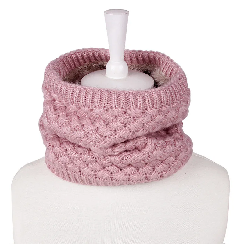Новое поступление, осенне-зимний шарф-кольцо для женщин и мужчин, Одноцветный шейный шарф унисекс, толстые теплые шарфы для мальчиков и девочек, 24*22 см - Цвет: hide powder
