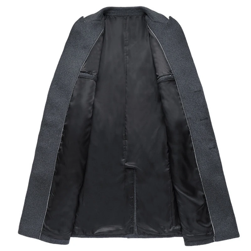 Зимнее шерстяное мужское пальто двубортное длинное пальто повседневное Шерстяное полупальто Мужская модная шерстяная куртка